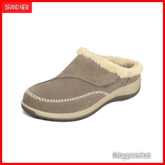 Orthopedic Slippers with Arch Support Faux Fur Lined Wide Toe Box